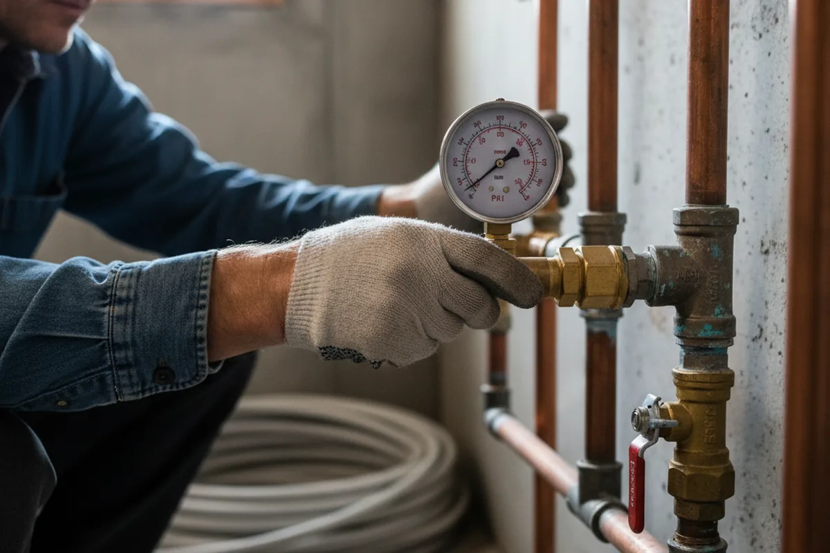 Pressure testing a repaired line during Water Line Repair in Upton